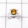 Ring Size- 9 Stunning Citrine Cut C Ring - NDR780 AJUN22 B Cut Round Stunning Citrine Solid 925 Sterling Silver Plain Ring